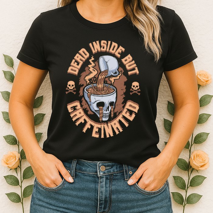 Caffeinated But Dead Inside But Caffeinated Womens T-Shirt