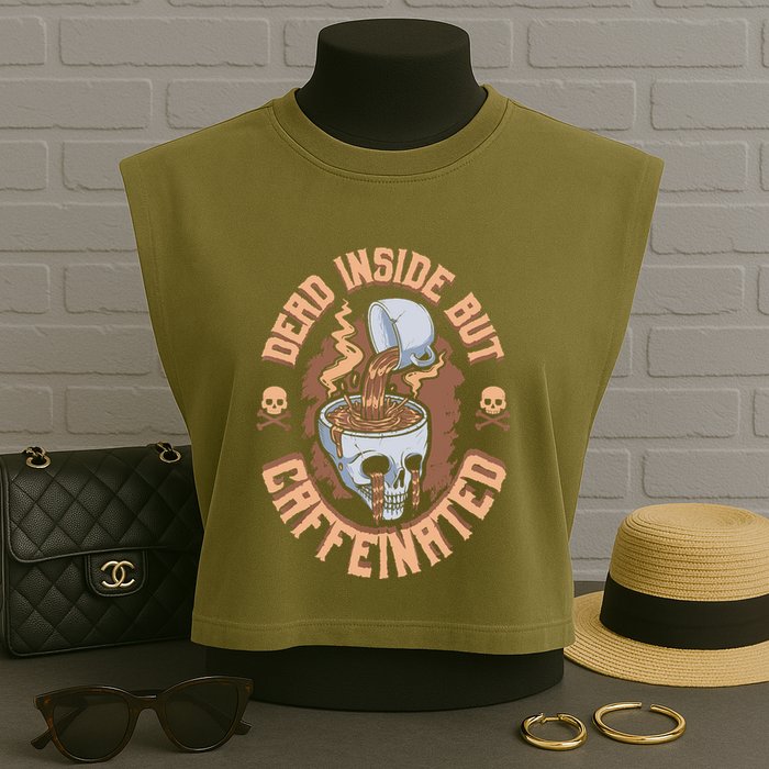 Caffeinated But Dead Inside But Caffeinated Garment-Dyed Women's Muscle Tee