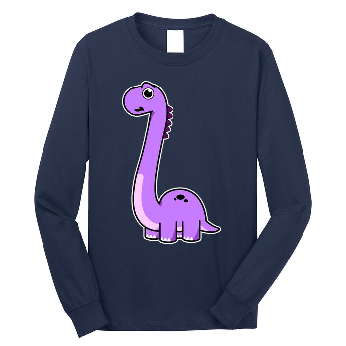 Cute Brontosaurus Dinosaur Tee - Purple Dino Adult and Long Sleeve Shirt