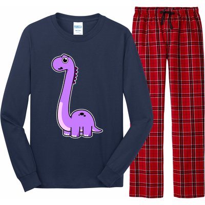 Cute Brontosaurus Dinosaur Tee - Purple Dino Adult and Long Sleeve Pajama Set