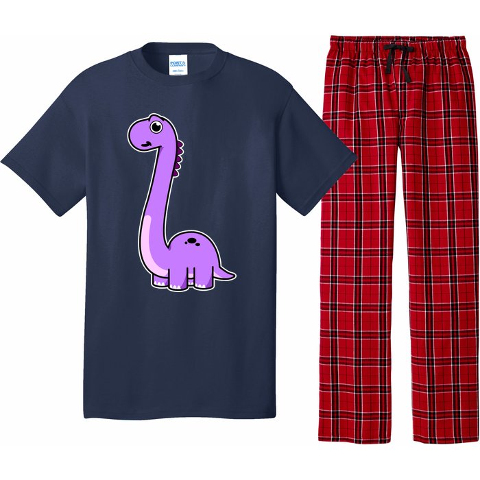 Cute Brontosaurus Dinosaur Tee - Purple Dino Adult and Pajama Set