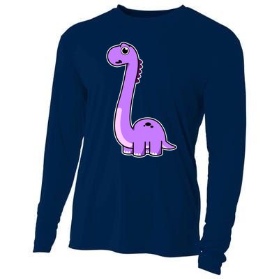 Cute Brontosaurus Dinosaur Tee - Purple Dino Adult and Cooling Performance Long Sleeve Crew