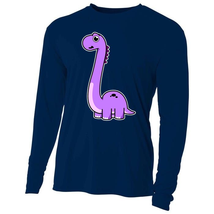 Cute Brontosaurus Dinosaur Tee - Purple Dino Adult and Cooling Performance Long Sleeve Crew