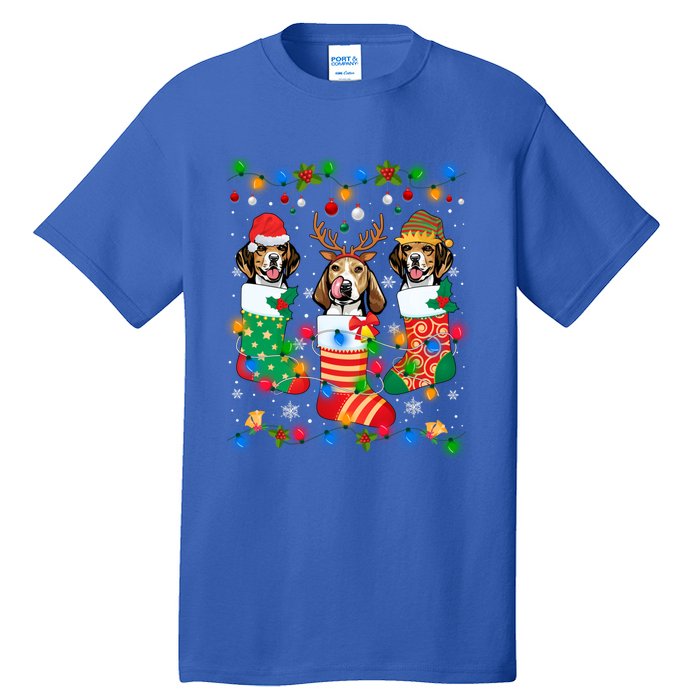 Cute Beagle Dog Puppy Christmas Socks Xmas Gift Tall T-Shirt