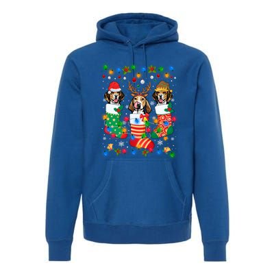 Cute Beagle Dog Puppy Christmas Socks Xmas Gift Premium Hoodie