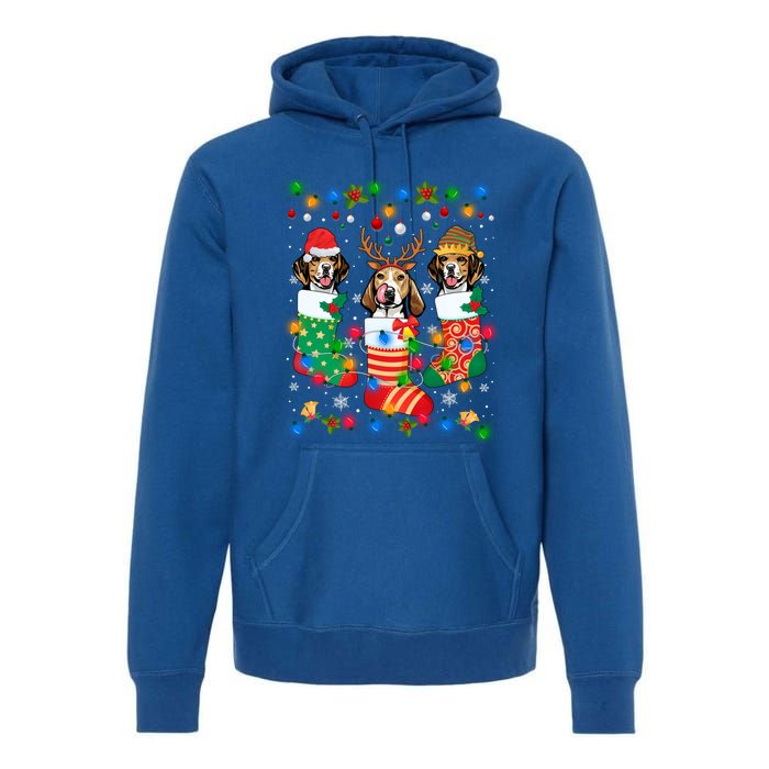 Cute Beagle Dog Puppy Christmas Socks Xmas Gift Premium Hoodie