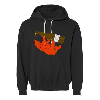 Chicago Beer Drinking Funny Drunk Orange Bear Garment-Dyed Fleece Hoodie