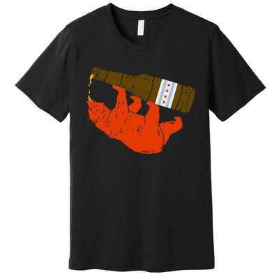 Chicago Beer Drinking Funny Drunk Orange Bear Premium T-Shirt