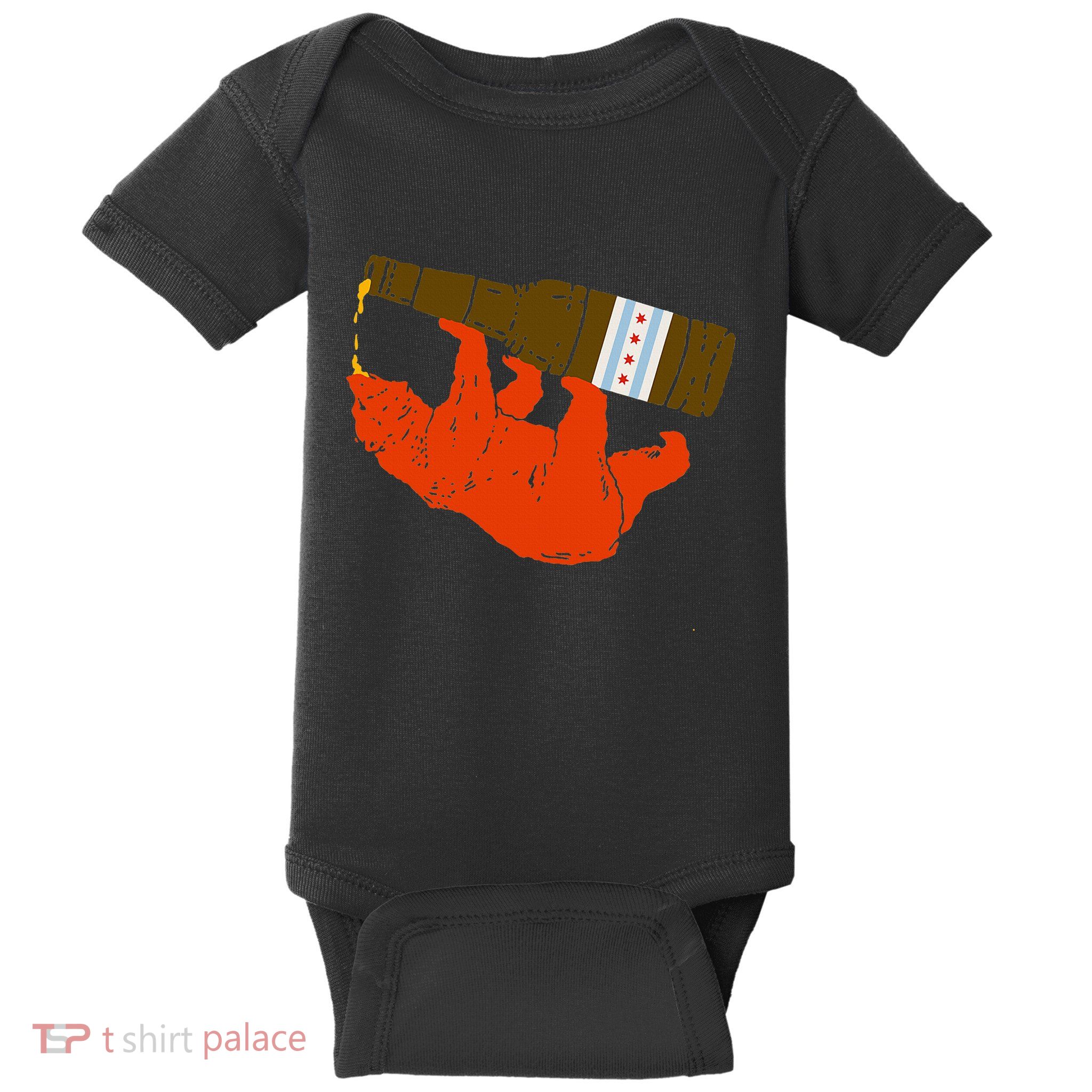 Chicago Beer Drinking Funny Drunk Orange Bear Baby Bodysuit