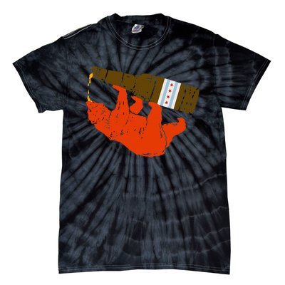 Chicago Beer Drinking Funny Drunk Orange Bear Tie-Dye T-Shirt