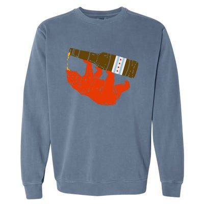 Chicago Beer Drinking Funny Drunk Orange Bear Garment-Dyed Sweatshirt