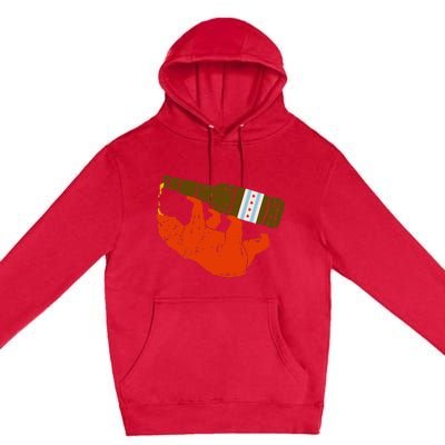 Chicago Beer Drinking Funny Drunk Orange Bear Premium Pullover Hoodie