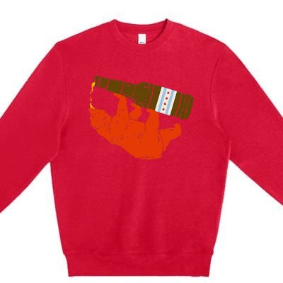 Chicago Beer Drinking Funny Drunk Orange Bear Premium Crewneck Sweatshirt