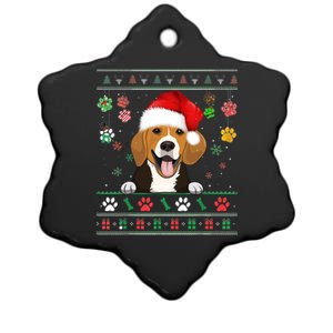 Cute Beagle Dog Xmas Santa Funny Ugly Christmas Gift Ceramic Star Ornament