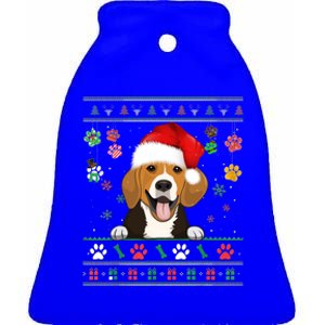 Cute Beagle Dog Xmas Santa Funny Ugly Christmas Gift Ceramic Bell Ornament