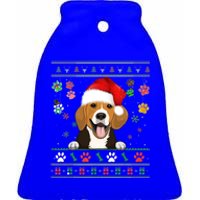 Cute Beagle Dog Xmas Santa Funny Ugly Christmas Gift Ceramic Bell Ornament