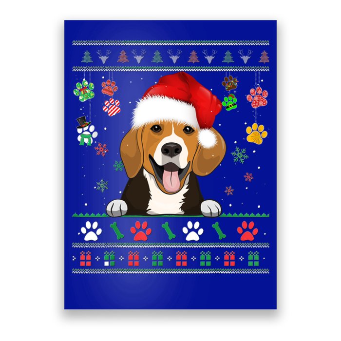 Cute Beagle Dog Xmas Santa Funny Ugly Christmas Gift Poster