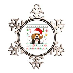 Cute Beagle Dog Xmas Santa Funny Ugly Christmas Gift Metallic Star Ornament