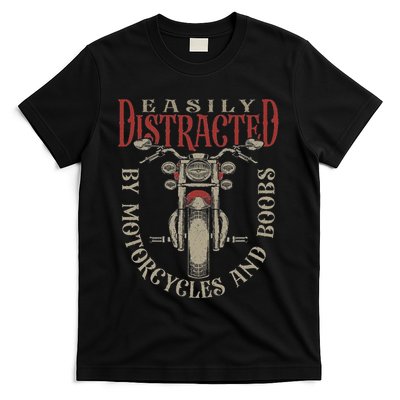 Classic Biker Distracted By Motorcycles And Boobs T-Shirt