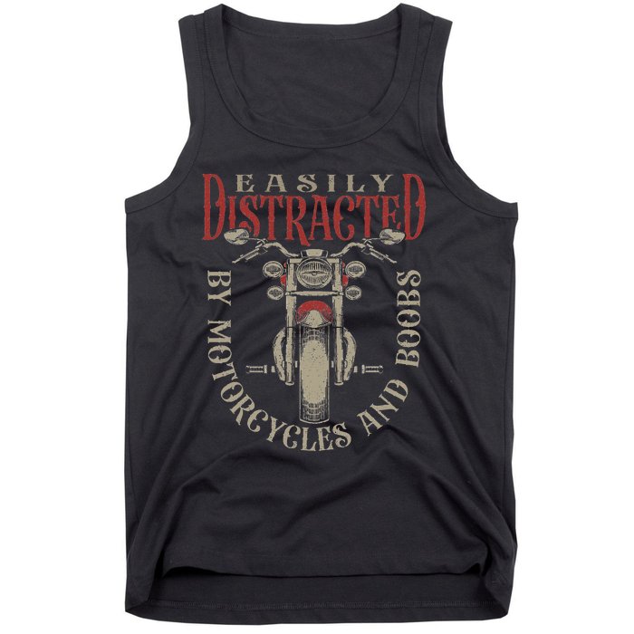 Classic Biker Distracted By Motorcycles And Boobs Tank Top