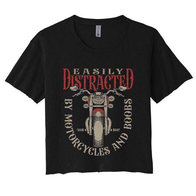 Classic Biker Distracted By Motorcycles And Boobs Crop Top