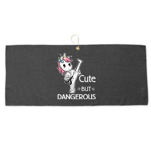 Cute But Dangerous Karate Taekwondo Unicorn Karate Girl Large Microfiber Waffle Golf Towel