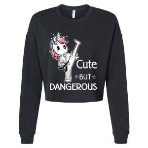 Cute But Dangerous Karate Taekwondo Unicorn Karate Girl Cropped Pullover Crew