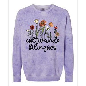 Cultivando Bilingues Dual Language Crew Bilingual Teacher Colorblast Crewneck Sweatshirt