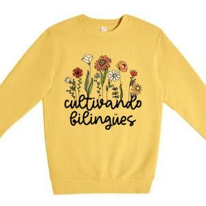 Cultivando Bilingues Dual Language Crew Bilingual Teacher Premium Crewneck Sweatshirt