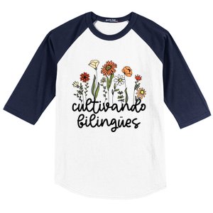 Cultivando Bilingues Dual Language Crew Bilingual Teacher Baseball Sleeve Shirt