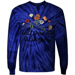 Cultivando Bilingues Dual Language Crew Bilingual Teacher Tie-Dye Long Sleeve Shirt