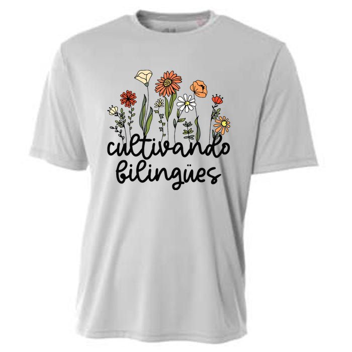 Cultivando Bilingues Dual Language Crew Bilingual Teacher Cooling Performance Crew T-Shirt