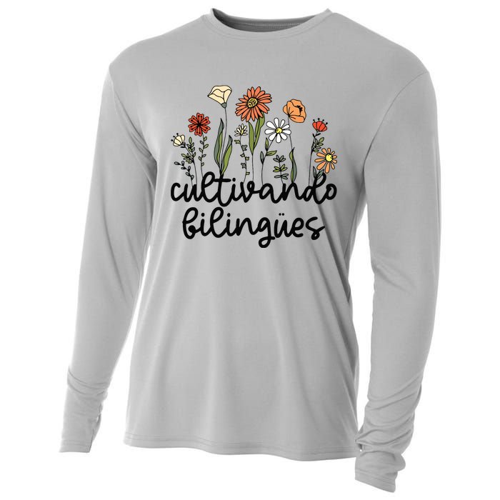 Cultivando Bilingues Dual Language Crew Bilingual Teacher Cooling Performance Long Sleeve Crew