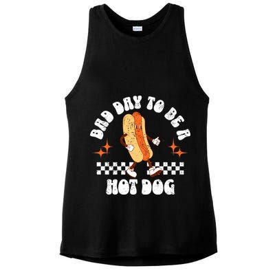 Checkered Bad Day To Be A Hot Dog 4th Of July Ladies PosiCharge Tri-Blend Wicking Tank