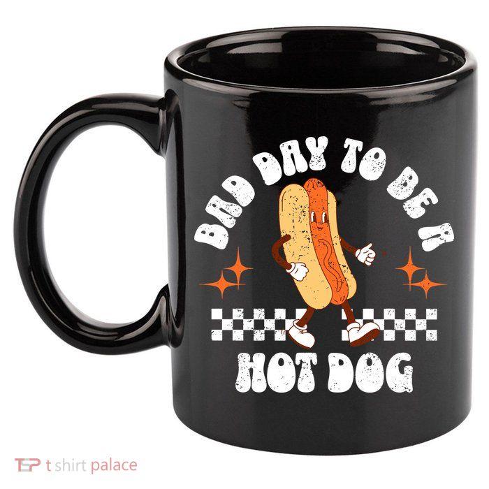 Checkered Bad Day To Be A Hot Dog 4th Of July 11oz C Handle Ceramic Mug