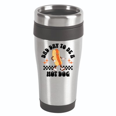 Checkered Bad Day To Be A Hot Dog 4th Of July 16oz Travel Tumbler
