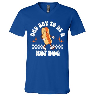 Checkered Bad Day To Be A Hot Dog 4th Of July V-Neck T-Shirt