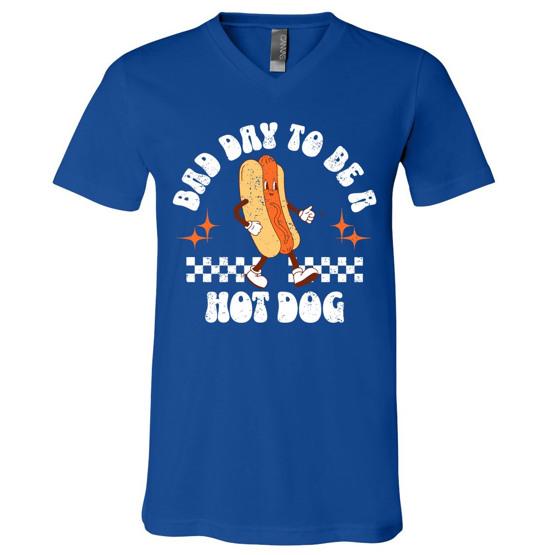 Checkered Bad Day To Be A Hot Dog 4th Of July V-Neck T-Shirt