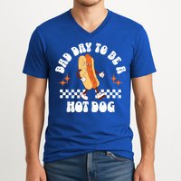 Checkered Bad Day To Be A Hot Dog 4th Of July V-Neck T-Shirt