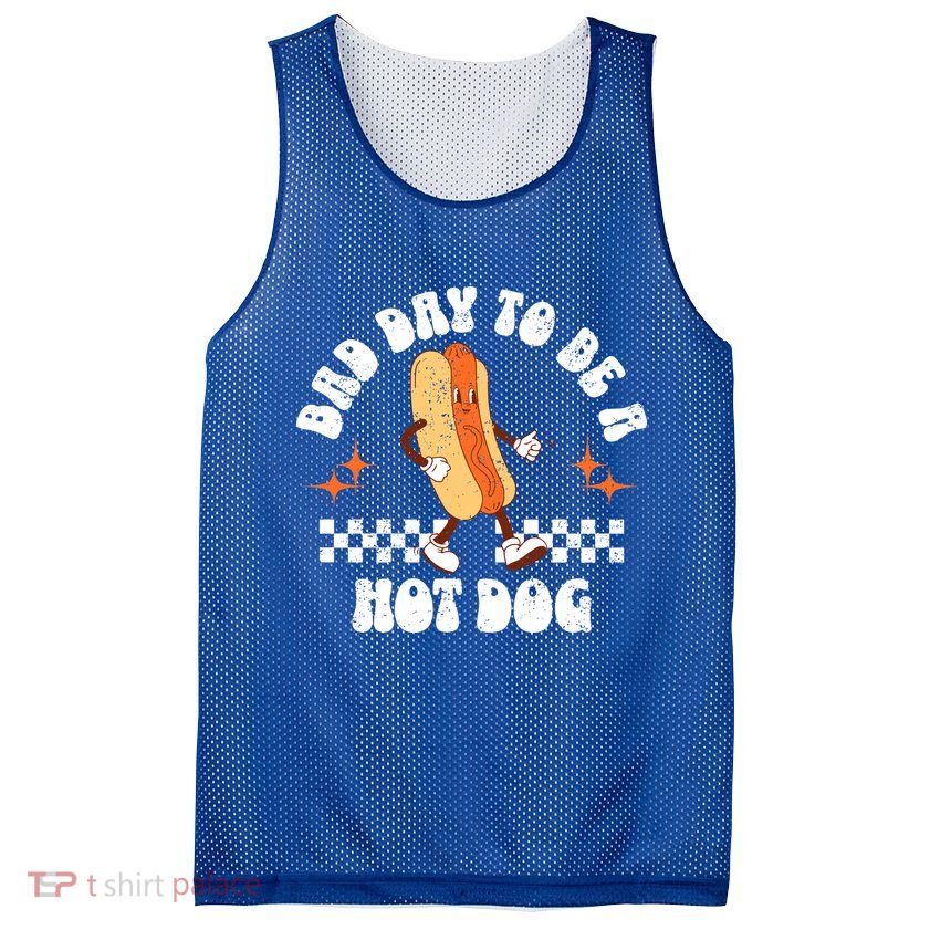Checkered Bad Day To Be A Hot Dog 4th Of July Mesh Reversible Basketball Jersey Tank