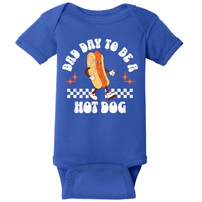 Checkered Bad Day To Be A Hot Dog 4th Of July Baby Bodysuit