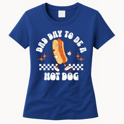 Checkered Bad Day To Be A Hot Dog 4th Of July Womens T-Shirt