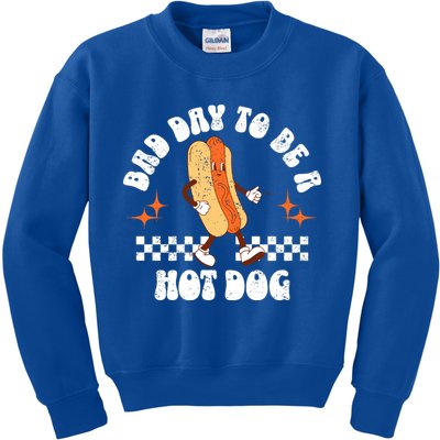 Checkered Bad Day To Be A Hot Dog 4th Of July Kids Sweatshirt