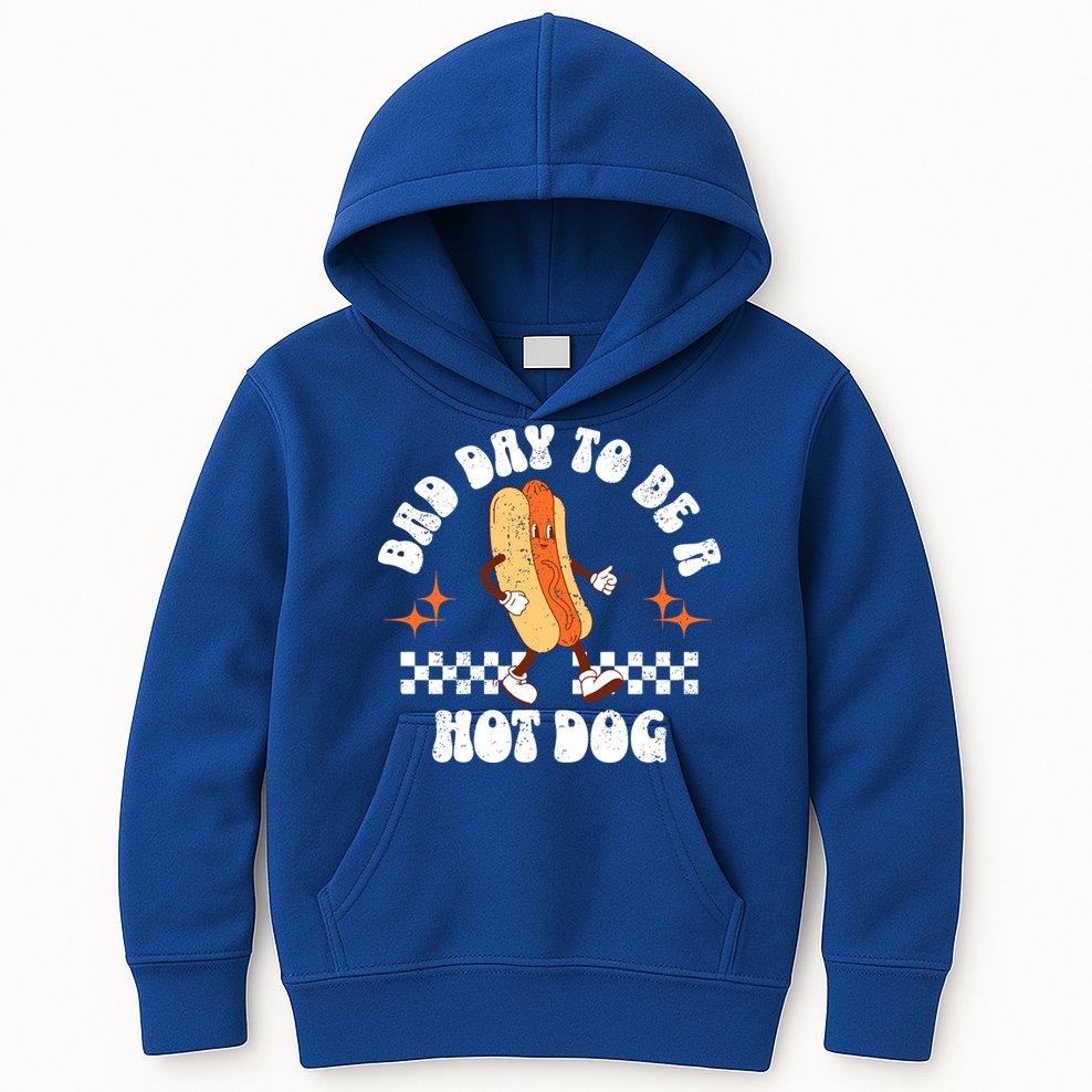 Checkered Bad Day To Be A Hot Dog 4th Of July Kids Hoodie