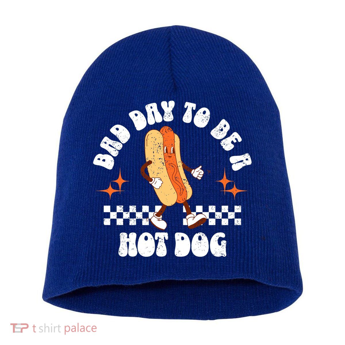 Checkered Bad Day To Be A Hot Dog 4th Of July Short Acrylic Beanie