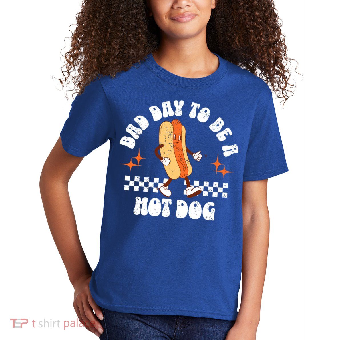 Checkered Bad Day To Be A Hot Dog 4th Of July Kids T-Shirt