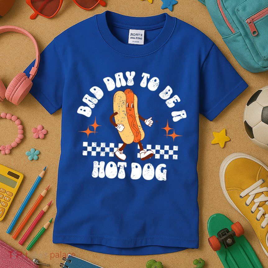 Checkered Bad Day To Be A Hot Dog 4th Of July Kids T-Shirt