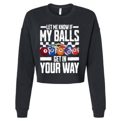 Cool Billiards Design Funny Billiard Pool Player Gift Cropped Pullover Crew