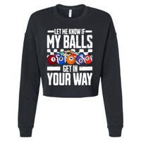 Cool Billiards Design Funny Billiard Pool Player Gift Cropped Pullover Crew