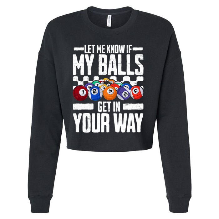 Cool Billiards Design Funny Billiard Pool Player Gift Cropped Pullover Crew